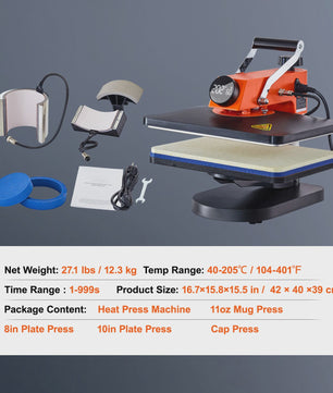 SucceBuy 12x15 inch Heat Press Machine: Snel Verwarmend, 360° Zwenkbaar Digitaal Transferapparaat