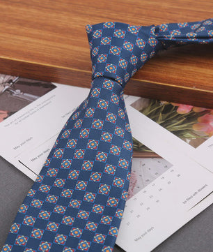 Klassieke Heren Strikdas - Imitatie Zijde met Polka Dot & Bloemendessin