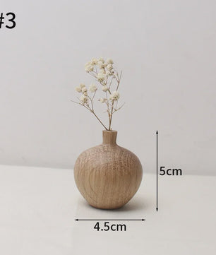 Houten Vaas Japandi Stijl - Decoratieve Vaas voor Bloemen & Interieur