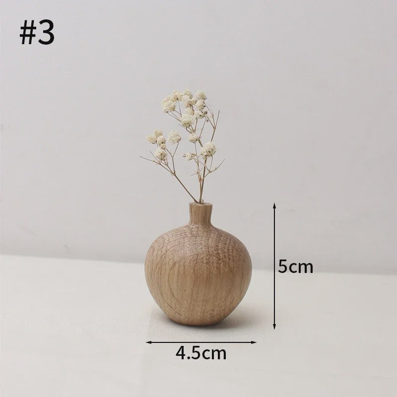 Houten Vaas Japandi Stijl - Decoratieve Vaas voor Bloemen & Interieur