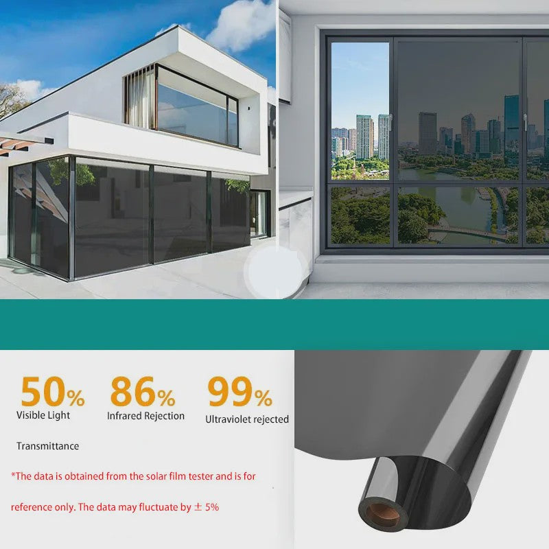 Privacy Raamfolie Spiegel Effect - Zonwerend, Warmte- en UV-bescherming