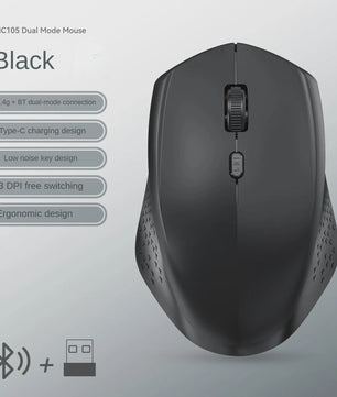 Ergonomische Draadloze Muis: 2.4G & Bluetooth, Oplaadbaar, 1600 DPI, 6 Knoppen