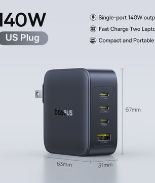 Baseus 140W GaN Snellader - Krachtige PD USB-C Oplader voor Laptop, Tablet & Smartphone