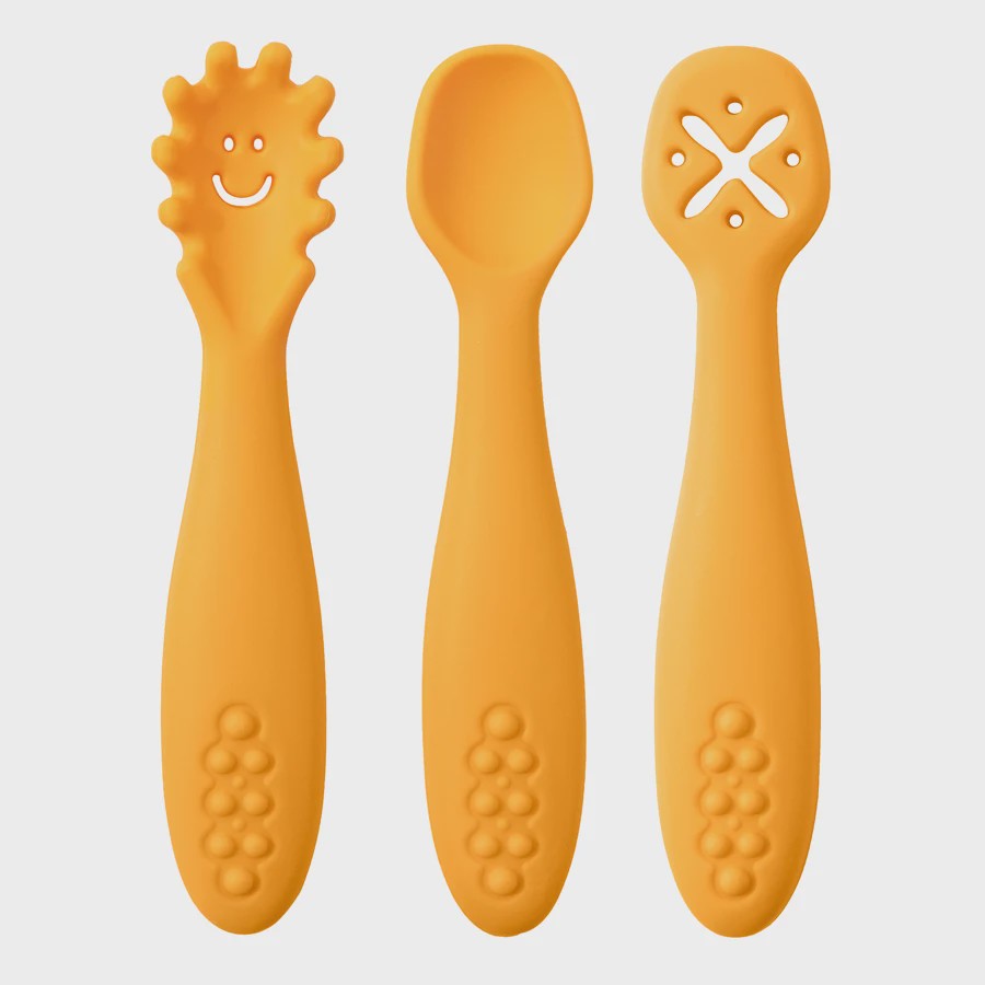 3-delige Siliconen Baby Bestek Set: Lepel & Vork voor Peuters