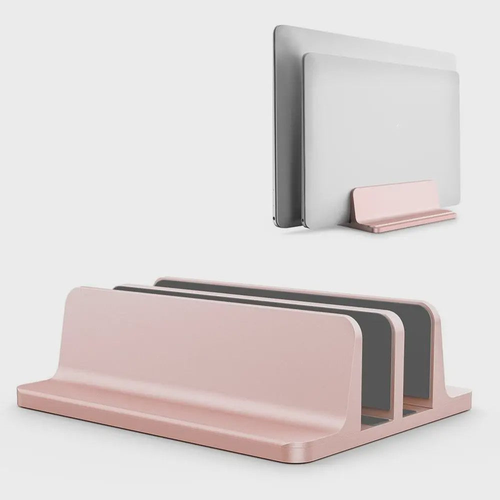Verticale Laptopstandaard voor Macbook Air/Pro & Desktop - Dubbel & Verstelbaar (tot 17.3 Inch)