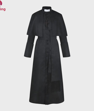Middeleeuwse Priesterlijke Cassock Robe met Kruis & Accessoires - Retro Religieus Kostuum