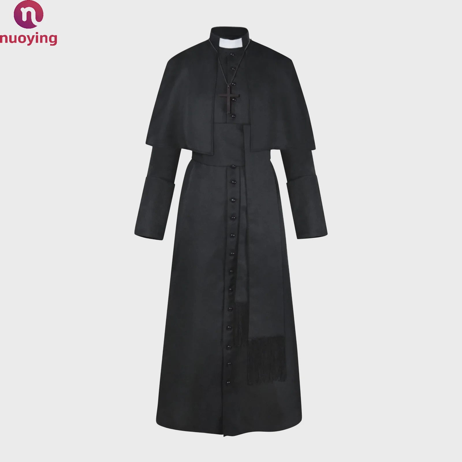 Middeleeuwse Priesterlijke Cassock Robe met Kruis & Accessoires - Retro Religieus Kostuum