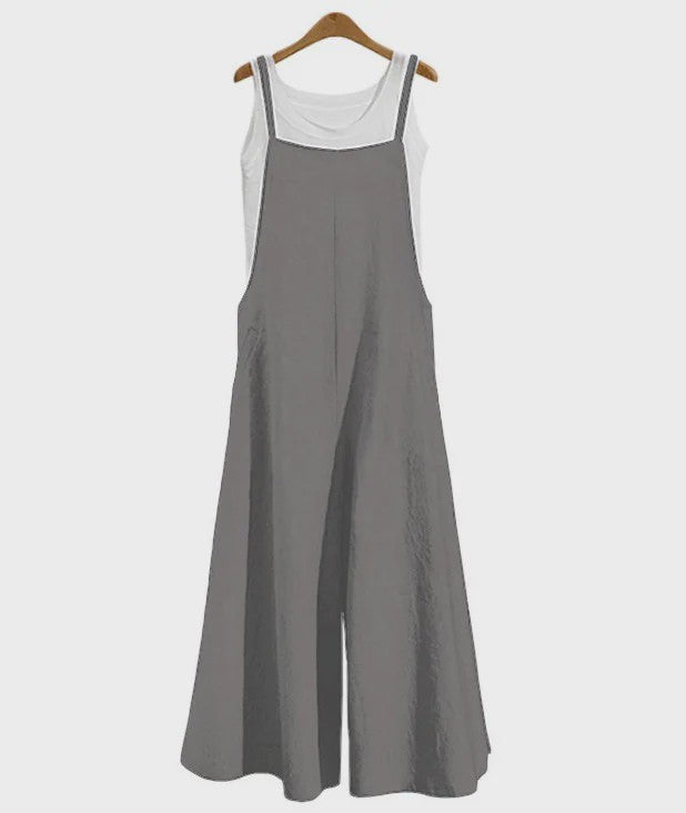 Dames Jumpsuit Zomer Mouwloos Katoen Linnen met Wijde Pijpen - Casual en Comfortabel