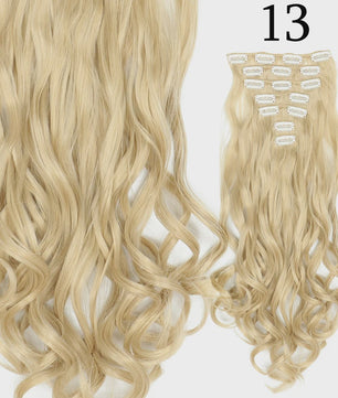 24 Inch Clip-in Haarverlenging - 7 Delig Set met 16 Clips - Synthetisch Recht Haar (Blond & Zwart)