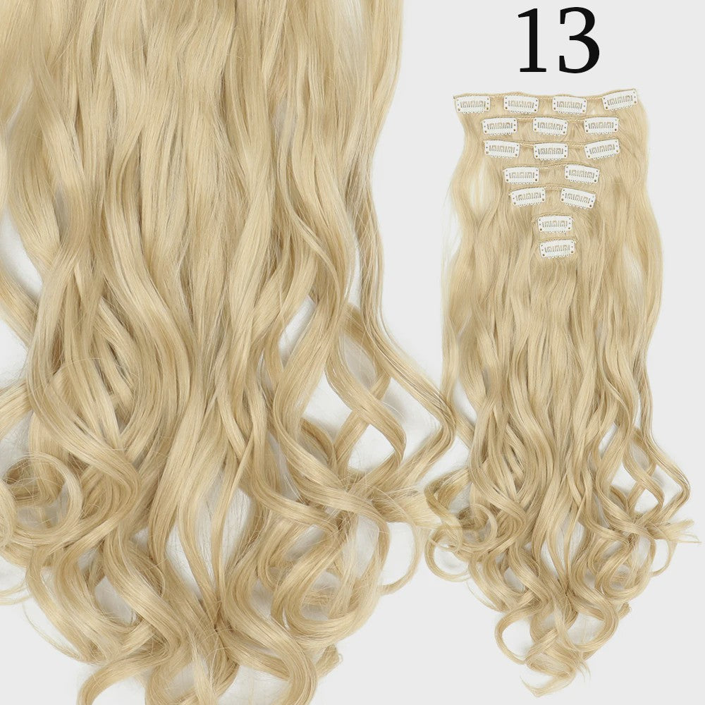 24 Inch Clip-in Haarverlenging - 7 Delig Set met 16 Clips - Synthetisch Recht Haar (Blond & Zwart)