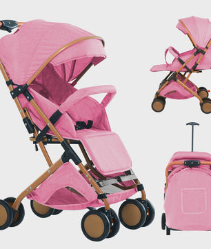 Draagbare Baby Kinderwagen met Muggennet, Opbergmand & 4 Wielen