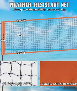 Verstelbaar Sportnet: Volleybal, Badminton & 4-Square Spel - Draagbaar & Snel Opgezet
