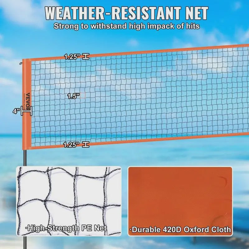 Verstelbaar Sportnet: Volleybal, Badminton & 4-Square Spel - Draagbaar & Snel Opgezet