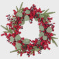 Handgemaakte Kerstkrans met Cipres, Rode Bessen & Denneappels - Voordeur Decoratie