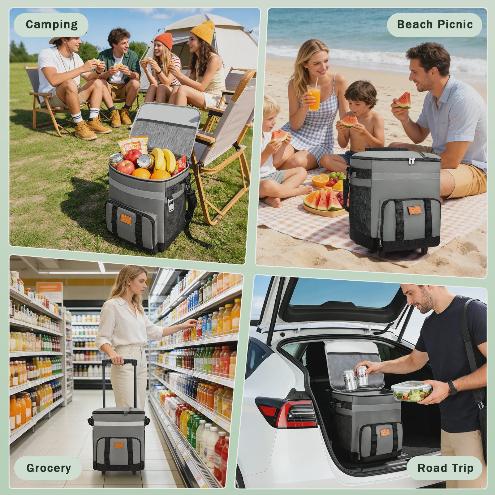 Grote Koeltas 35L met Wielen - Waterdicht & Geïsoleerd voor Picknick, Camping en Reizen