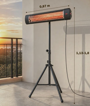 Waterdichte Buitenstraler 2500W met Carbon Fiber, Statief, Afstandsbediening & Kantelbeveiliging