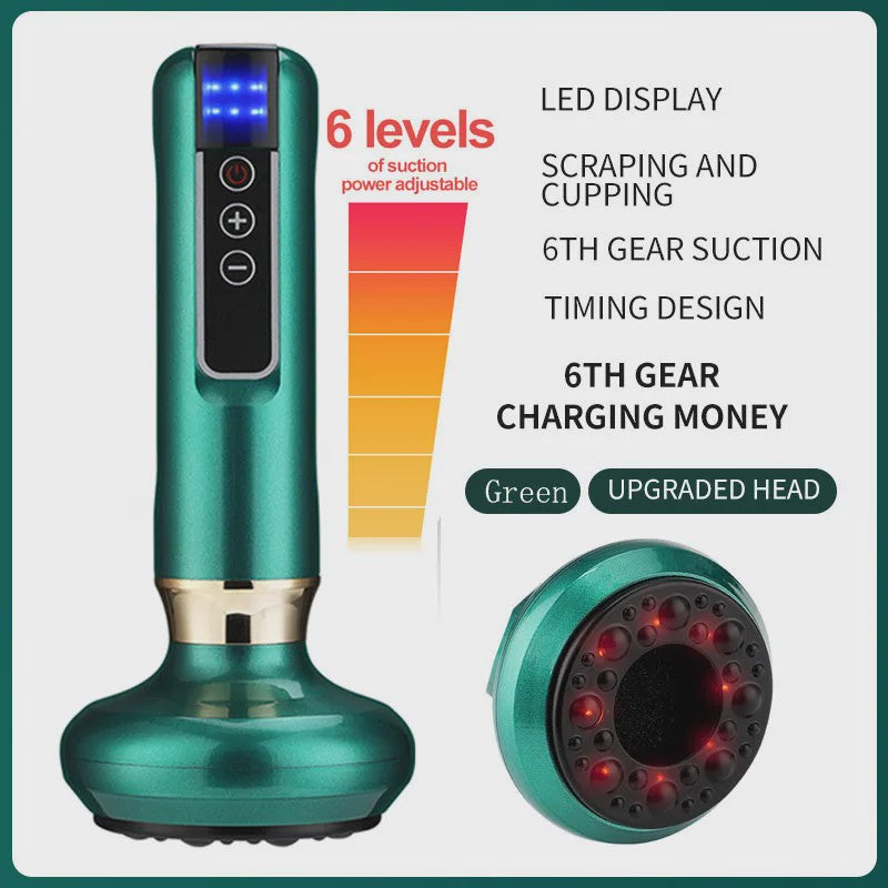 Elektrische Cupping Massager: 6 standen vacuüm, Gua Sha, anti-cellulitis & body shaping