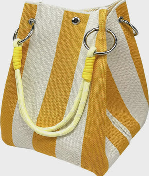 Mini Gebreide Bucket Bag Dames - Kleurrijk Colorblock Polstasje met Afneembare Handgreep
