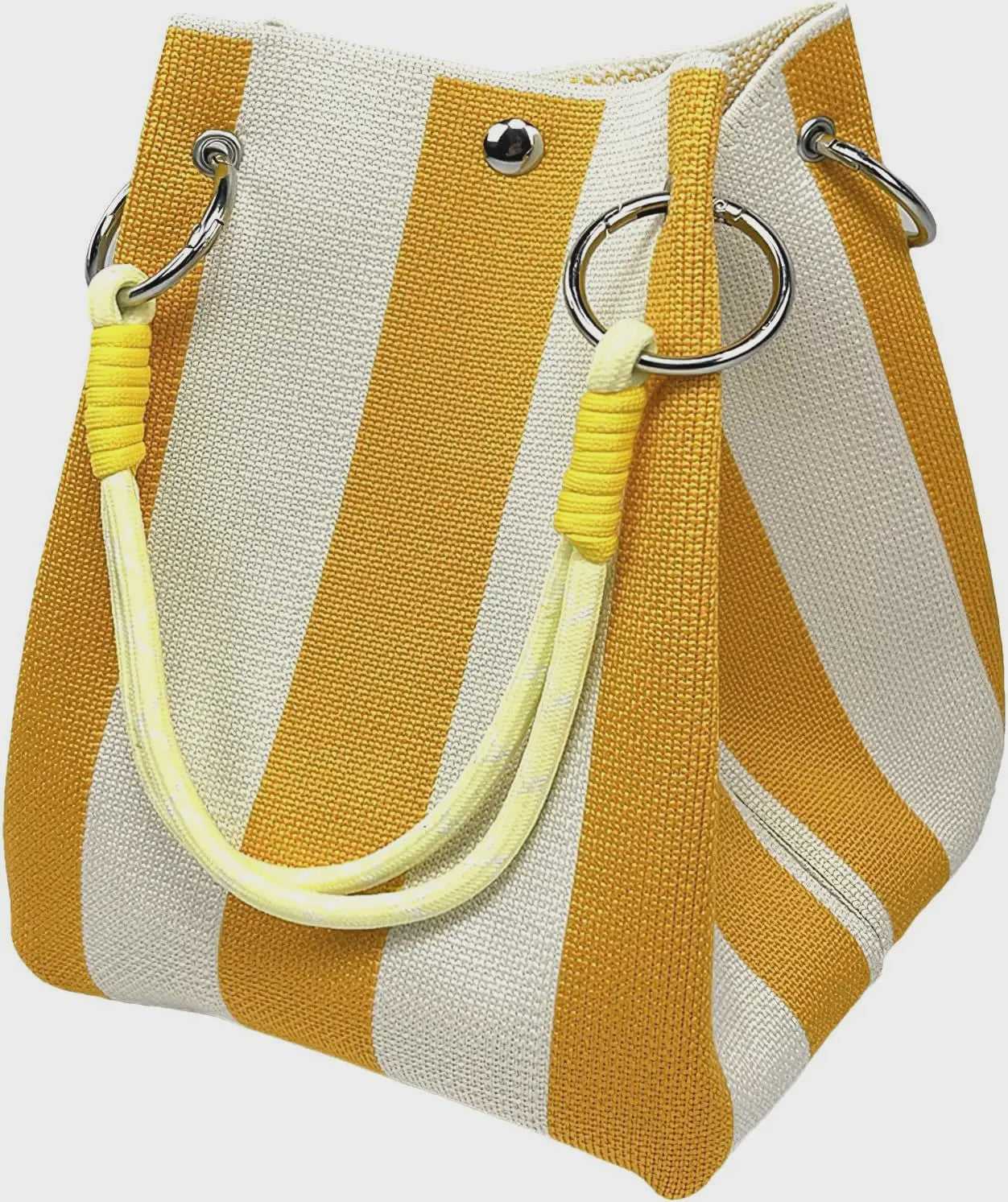 Mini Gebreide Bucket Bag Dames - Kleurrijk Colorblock Polstasje met Afneembare Handgreep