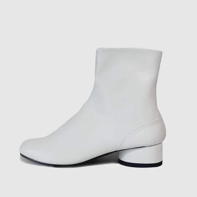 Luxe Dames Enkellaarsjes met Split Toe - Echt Leer, Lage Hak - Herfst/Winter Collectie