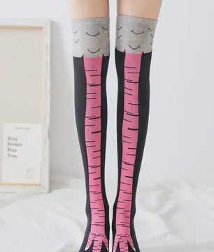 Grappige Kippenpoot Hoge Sokken - Unisex Cartoon Cosplay Sokken
