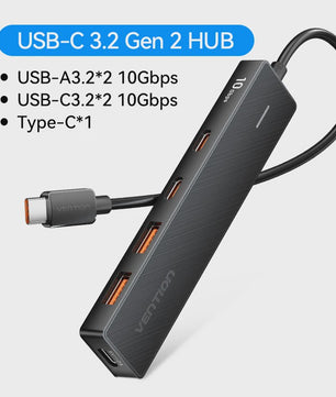 Vention 4-Poorts USB 3.2 Gen 2 Hub (10Gbps) - Compacte Adapter voor Laptop & PC