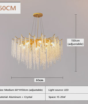 Luxe Kristallen Kroonluchter met LED - Goudkleurig - Verstelbaar - Perfect voor Woon- en Slaapkamer