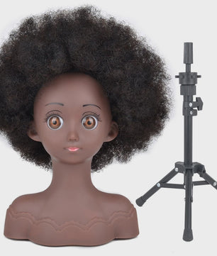 Professionele Pruikenkop met Afro Haar - Trainingshoofd voor Haarstylisten en Vlechters