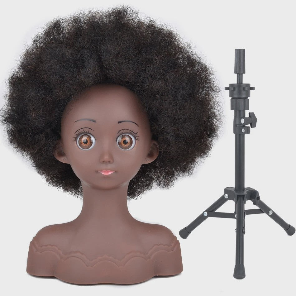 Professionele Pruikenkop met Afro Haar - Trainingshoofd voor Haarstylisten en Vlechters