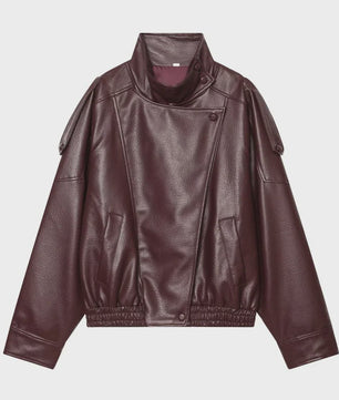 Chique Dames Faux Leren Jas - Veelzijdige Lange Mouwen Jas voor Herfst & Winter