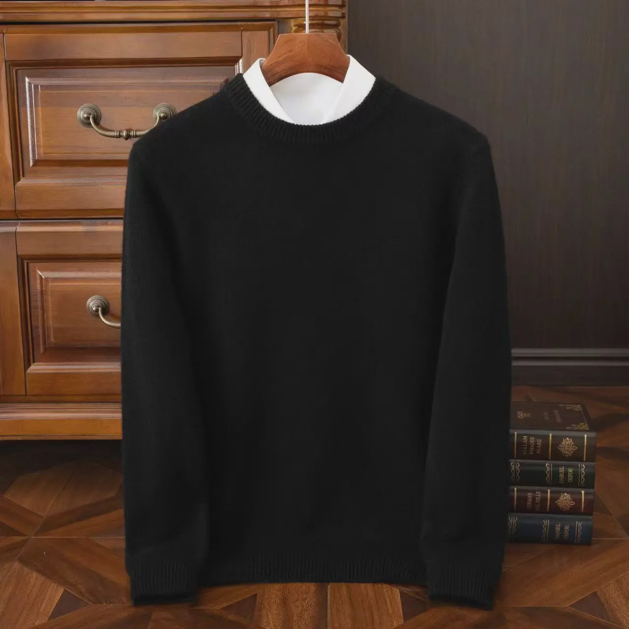 Heren Kasjmier Trui met Ronde Hals - Losse Pasvorm, Oversized - Herfst/Winter Collectie