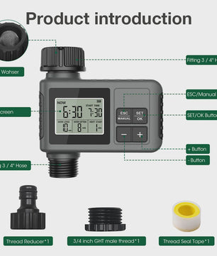 Intelligente Automatische Water Timer met 2 Uitgangen voor Buiten - Programmeerbaar Irrigatiesysteem