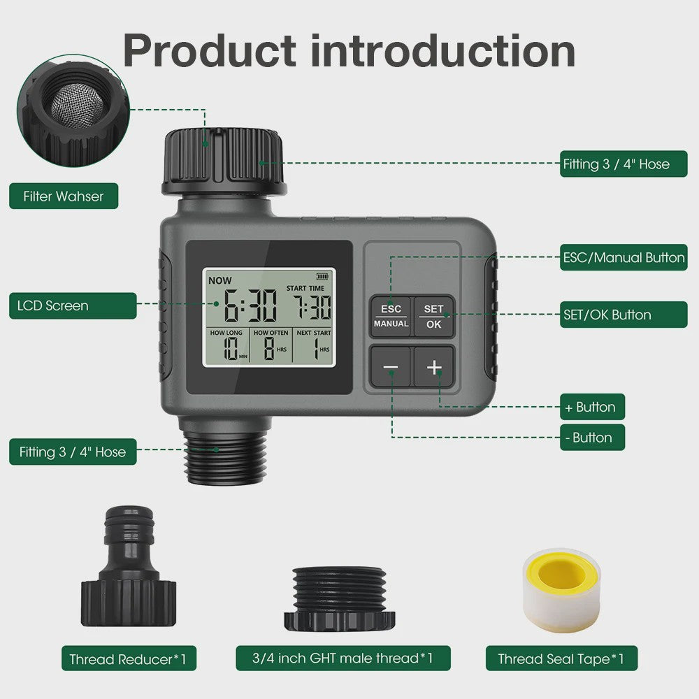 Intelligente Automatische Water Timer met 2 Uitgangen voor Buiten - Programmeerbaar Irrigatiesysteem