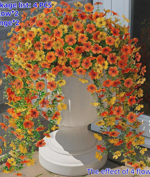 4x Kunst Hangplant - Realistische Nepbloemen met Kleurrijke Bloemen voor Binnen & Buiten Zomer Decoratie