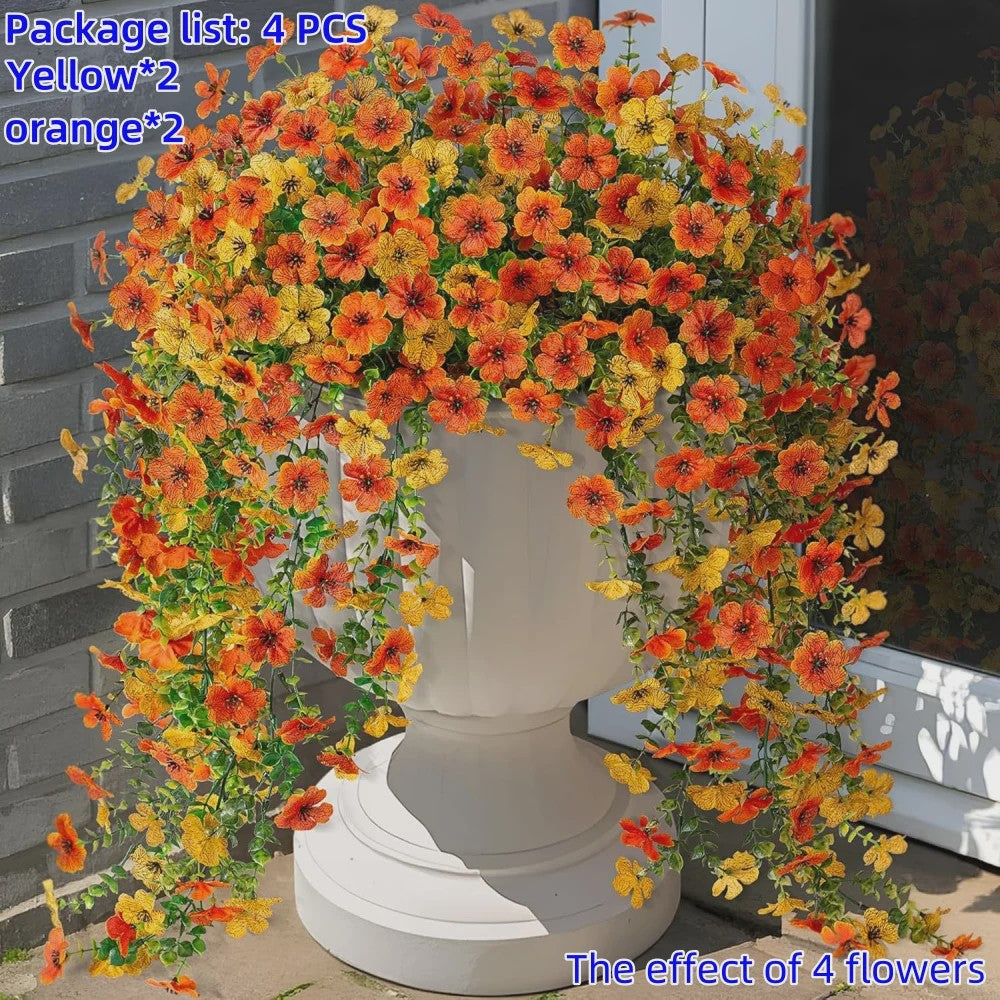 4x Kunst Hangplant - Realistische Nepbloemen met Kleurrijke Bloemen voor Binnen & Buiten Zomer Decoratie