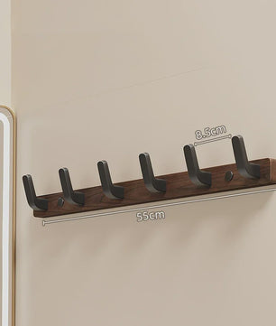 Houten Kapstok met Haken - Massief Walnoothout - Wandkapstok voor Jassen, Tassen & Sleutels