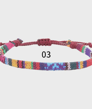 Handgemaakte Boho Anklet Armband - Geweven Stof, Verstelbaar, Beach & Ethnic Stijl