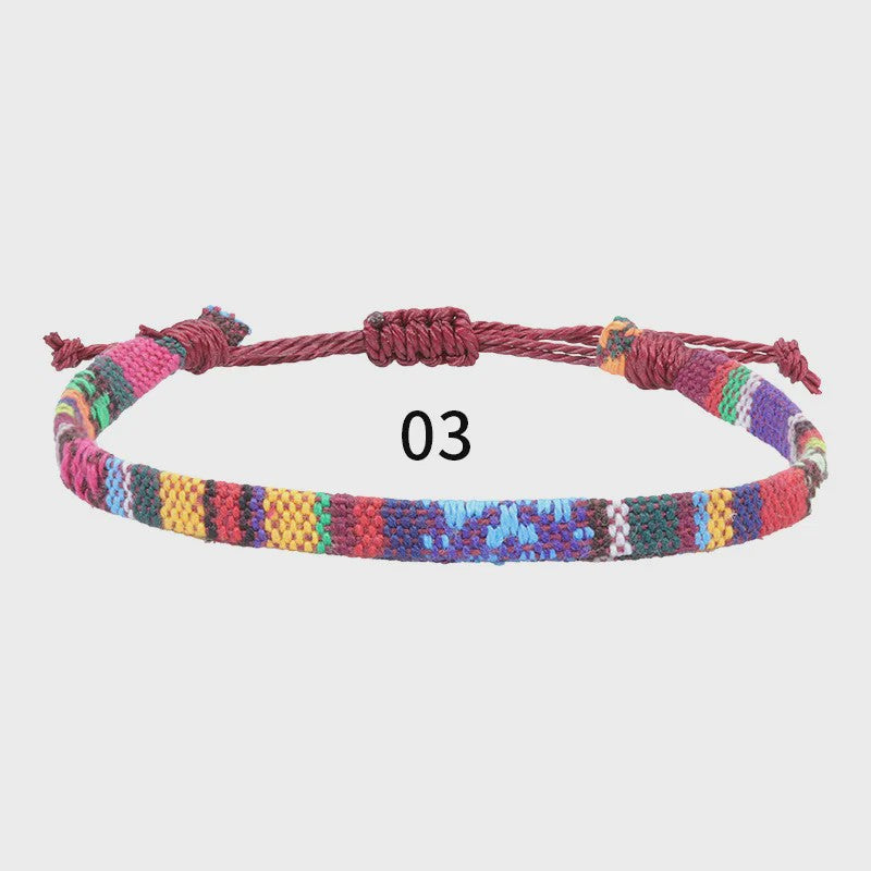 Handgemaakte Boho Anklet Armband - Geweven Stof, Verstelbaar, Beach & Ethnic Stijl