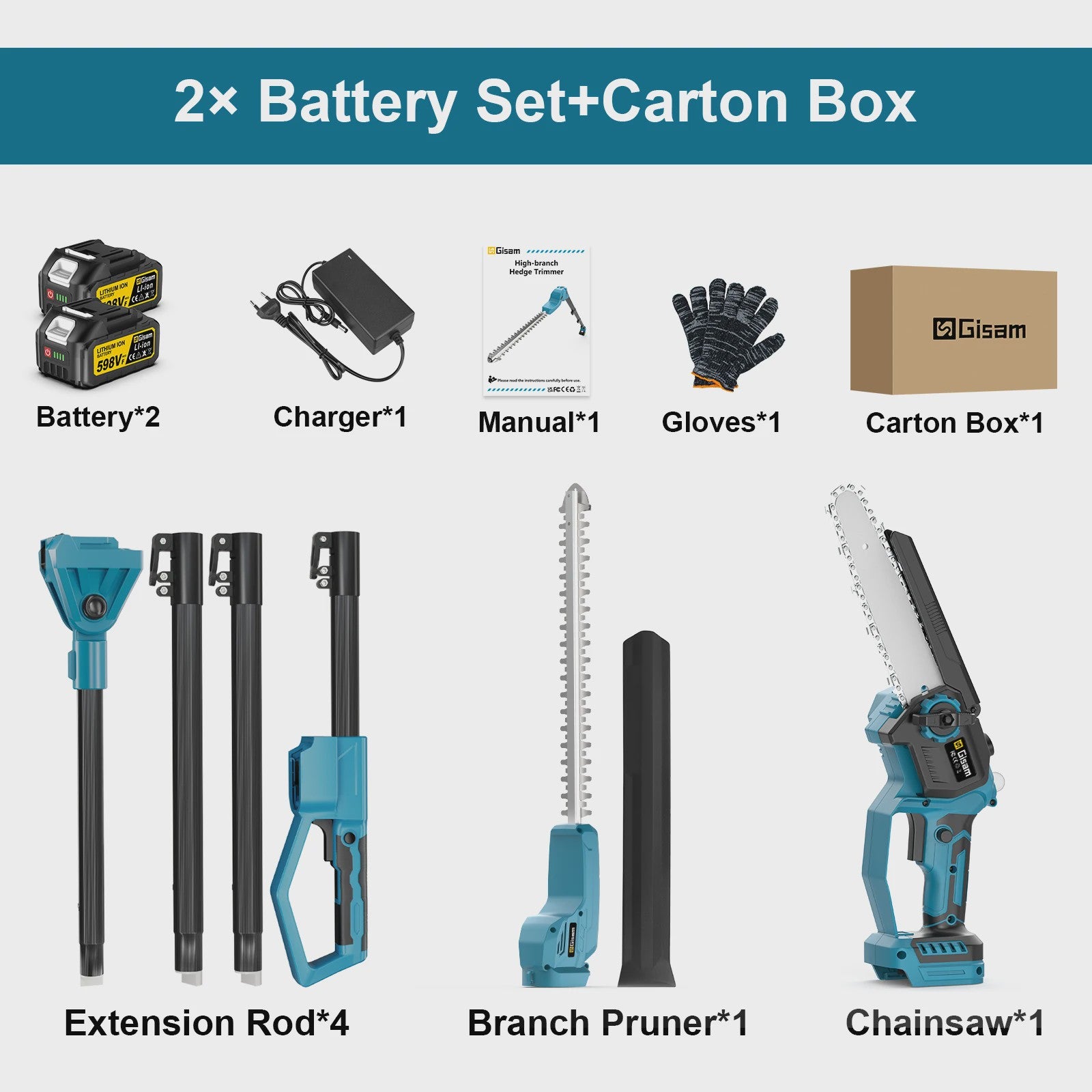 Gisam 2-in-1 Snoei- en Houtzaagmachine - Snoerloos, Borstelloos & Makita 18V Compatibel