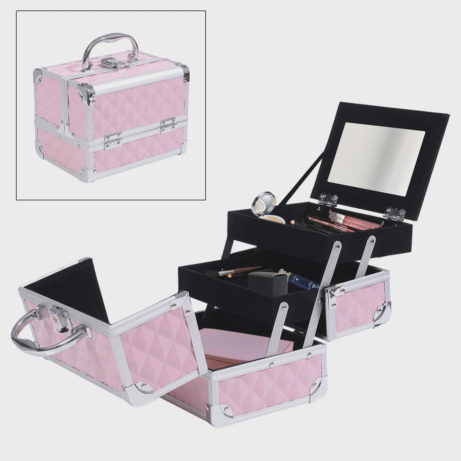 Homcom Make-up Koffer & Cosmetica Organizer - Compact & Roze (20x15x15cm)