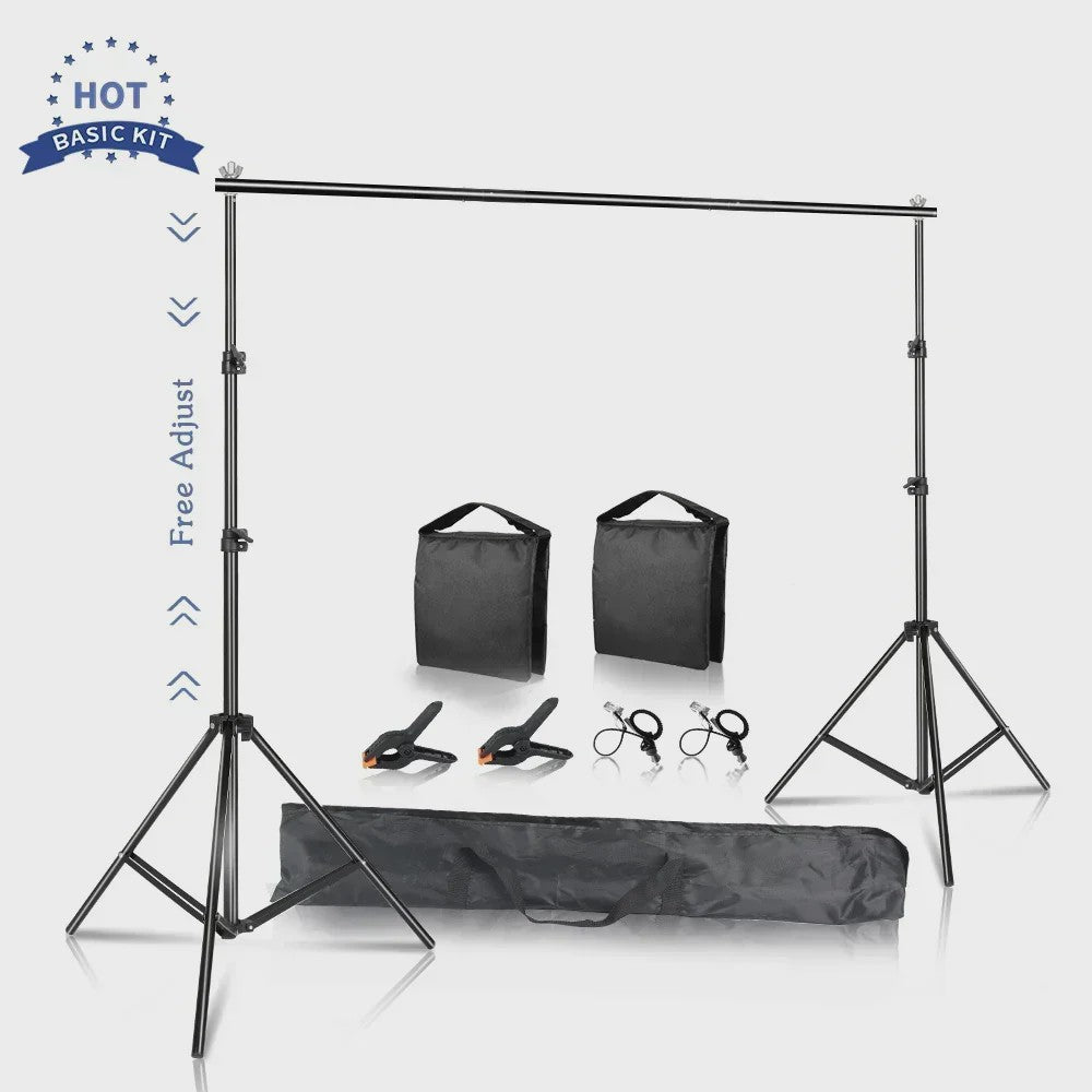 Professionele Achtergrond Stand Set (2x2M, 2x3M, 2.6x3M) - Draagbaar & Duurzaam