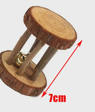 Natuurlijk Houten Speelgoed Set voor Knaagdieren, Konijnen & Hamsters - Kauwspeelgoed met Bel & Bal