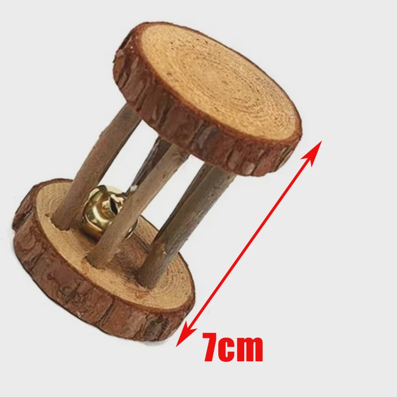 Natuurlijk Houten Speelgoed Set voor Knaagdieren, Konijnen & Hamsters - Kauwspeelgoed met Bel & Bal