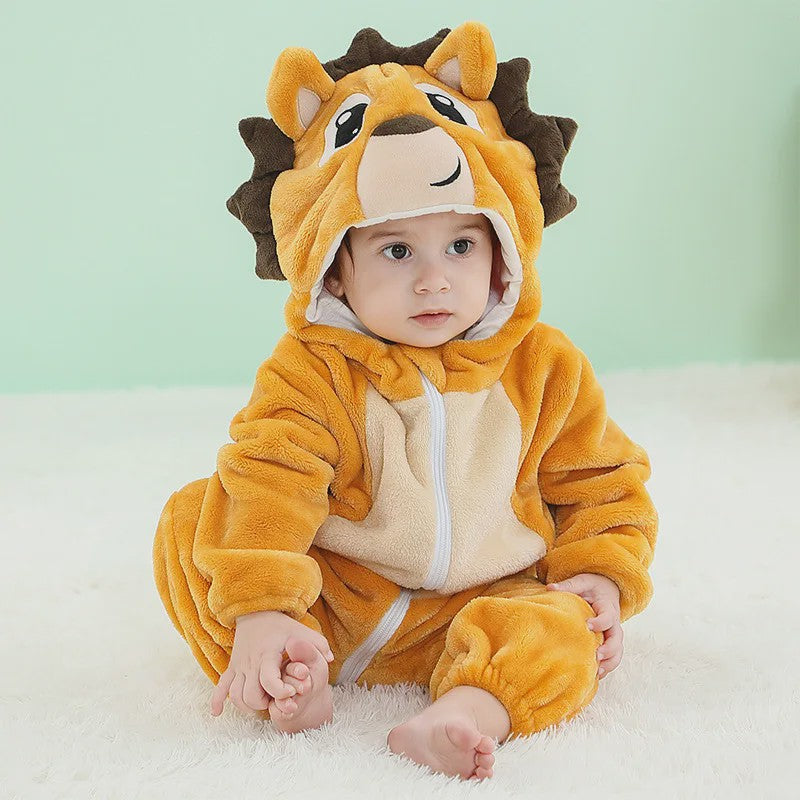 Baby Romper Dierenkostuum Kigurumi - Zacht Flanellen Jumpsuit voor Jongens & Meisjes