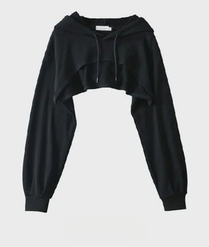 Unieke Dames Crop Hoodie met Lange Mouwen - Y2k Stijl & Persoonlijkheid