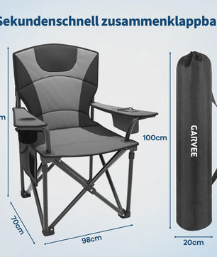 Extra Brede Klapstoel 64cm met Hoge Rugleuning en Bekerhouder - 200KG Draagkracht