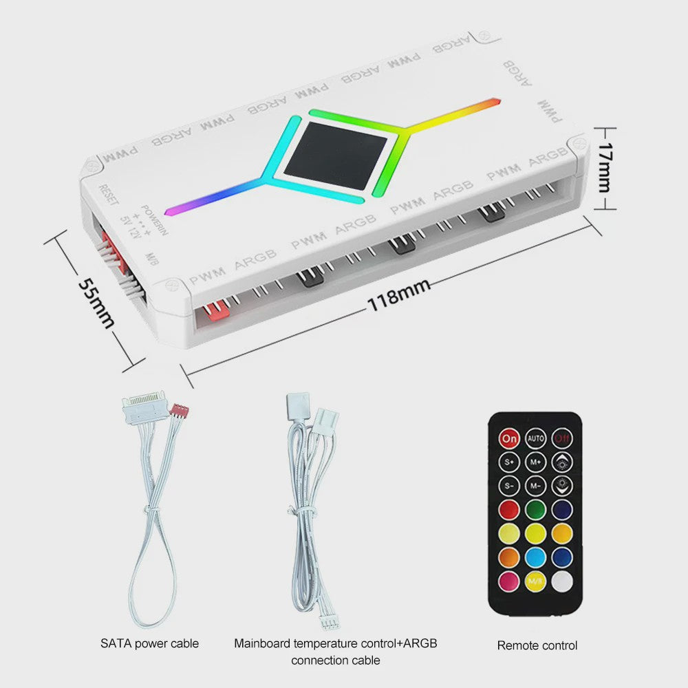 5V ARGB & PWM Fan Hub Controller met 9 Poorten - PC Case Fan Uitbreiding