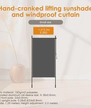 Verticale Buitenzonwering Balkon - Geen Boren Nodig - Met Handzwengel - Privacy & Zon/Windbescherming