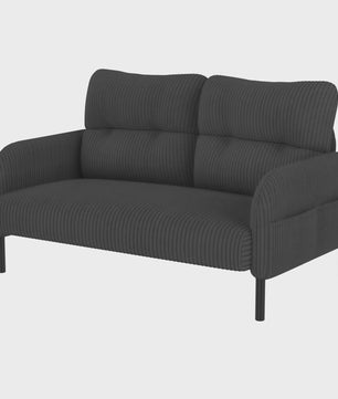 Corduroy 2-zitsbank met hoge rugleuning, zijvak en metalen poten - 120x75x79 cm