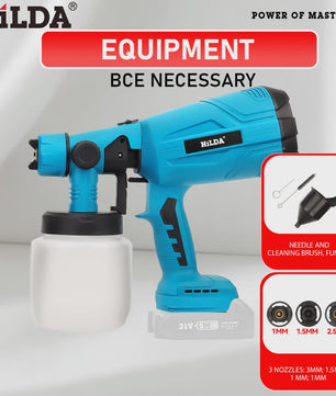HILDA 21V Accu Verfspuit - Krachtige Draadloze HVLP Spuit voor Doe-het-zelf, Meubels, Muren & Auto (Makita Accu Compatibel)
